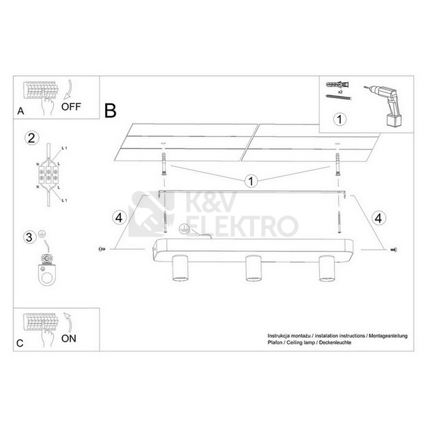 Obrázek produktu Stropní svítidlo SOLLUX TAVO 3 E27 3x15W bez žárovky SL.1158 5