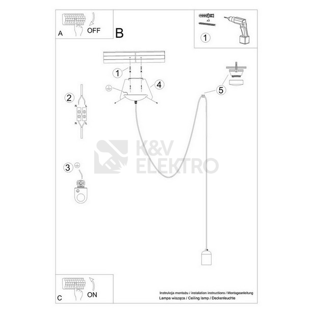 Obrázek produktu Závěsné svítidlo SOLLUX NESO 1 LONG E27 1x15W bez žárovky SL.1159 1