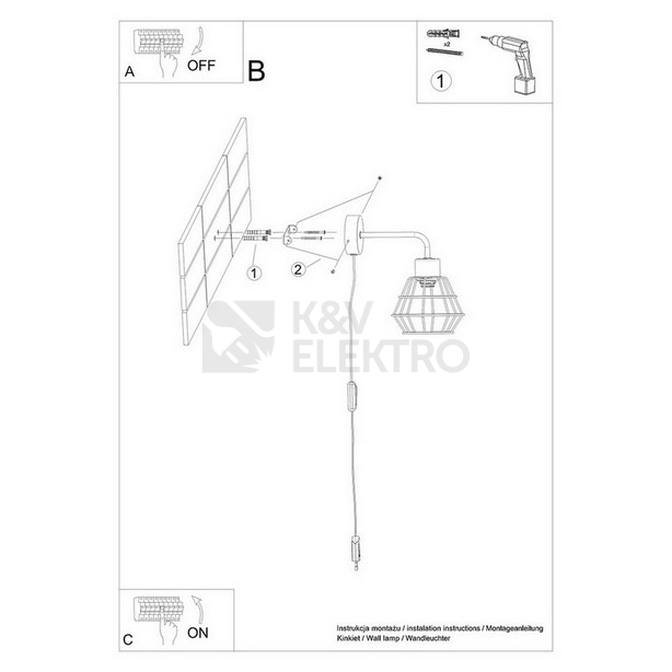 Obrázek produktu Nástěnné svítidlo SOLLUX SUBA černé E27 1x15W bez žárovky SL.1164 8