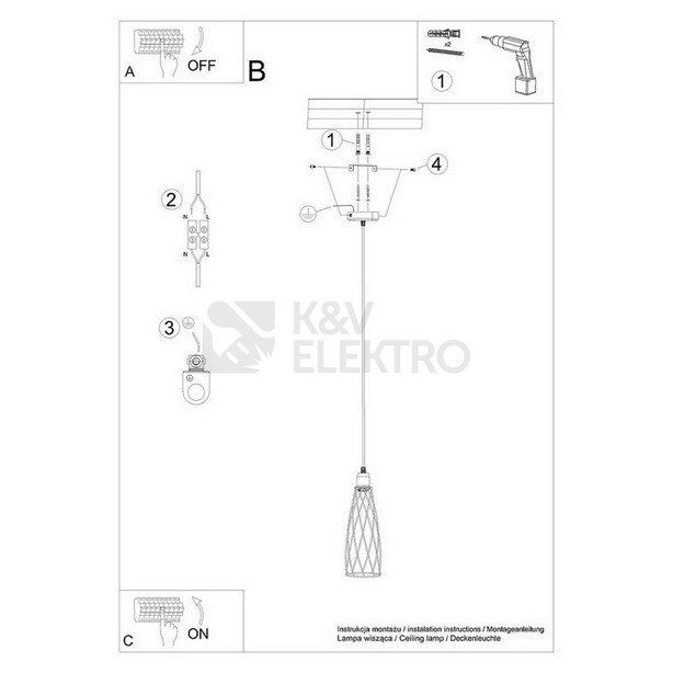 Obrázek produktu Závěsné svítidlo SOLLUX SUBA 1 černé E27 1x15W bez žárovky SL.1165 5