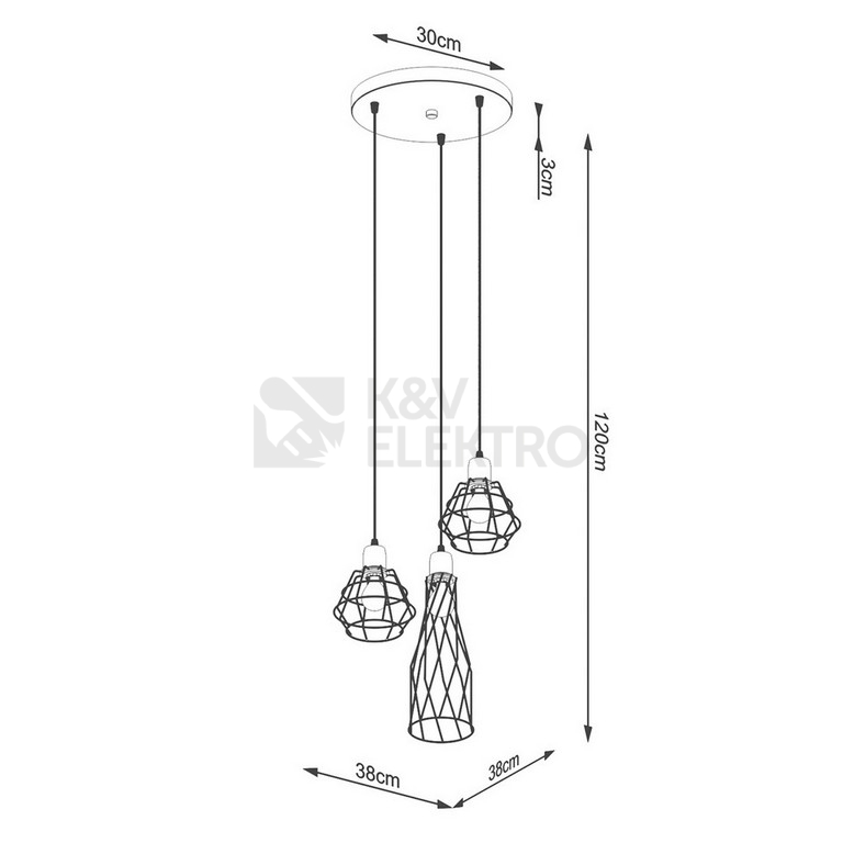 Obrázek produktu Závěsné svítidlo SOLLUX SUBA 3P černé E27 3x15W bez žárovky SL.1166 4