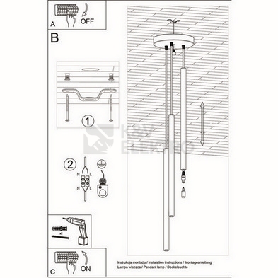 Obrázek produktu Závěsná lampa SOLLUX PASTELO 3P leštěné zlato G9 3x8W bez žárovky SL.1197 5