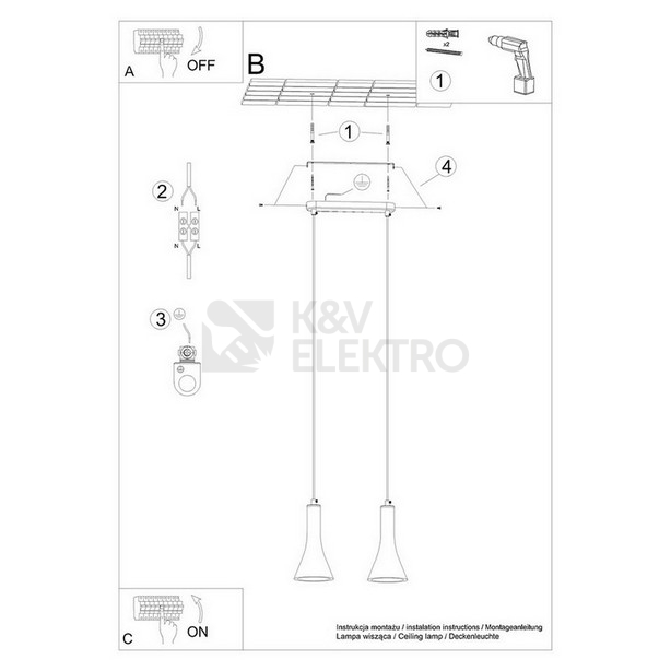 Obrázek produktu Závěsné svítidlo SOLLUX REA 2 beton E14 2x12W bez žárovky SL.1224 5