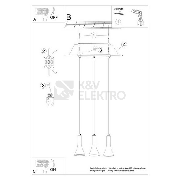 Obrázek produktu Závěsné svítidlo SOLLUX REA 3L beton E14 3x12W bez žárovky SL.1225 5