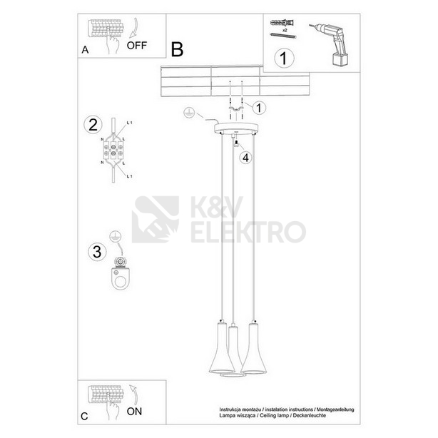 Obrázek produktu Závěsné svítidlo SOLLUX REA 3P beton E14 3x12W bez žárovky SL.1226 5