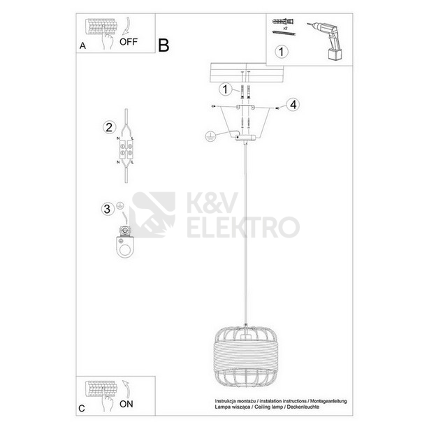 Obrázek produktu Závěsné svítidlo SOLLUX FOST E27 1x15W bez žárovky SL.1252 5