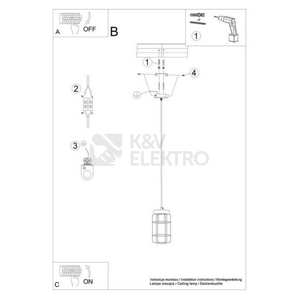 Obrázek produktu Závěsné svítidlo SOLLUX GOTTO 1 E27 1x15W bez žárovky SL.1263 5