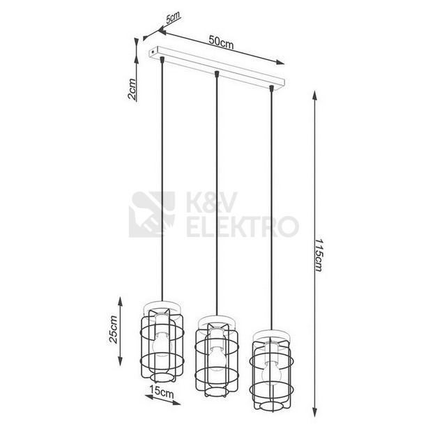 Obrázek produktu Závěsné svítidlo SOLLUX GOTTO 3L E27 3x15W bez žárovky SL.1264 4