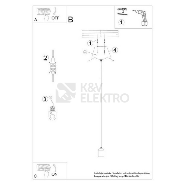 Obrázek produktu Závěsné svítidlo SOLLUX NESO 1 E27 1x15W bez žárovky SL.1284 8