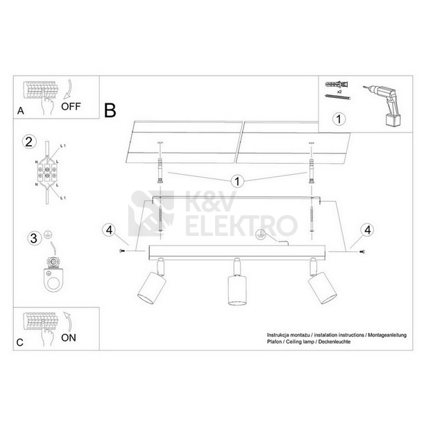 Obrázek produktu Stropní svítidlo SOLLUX VERDO 3L bílé GU10 3x10W bez žárovky SL.1288 5