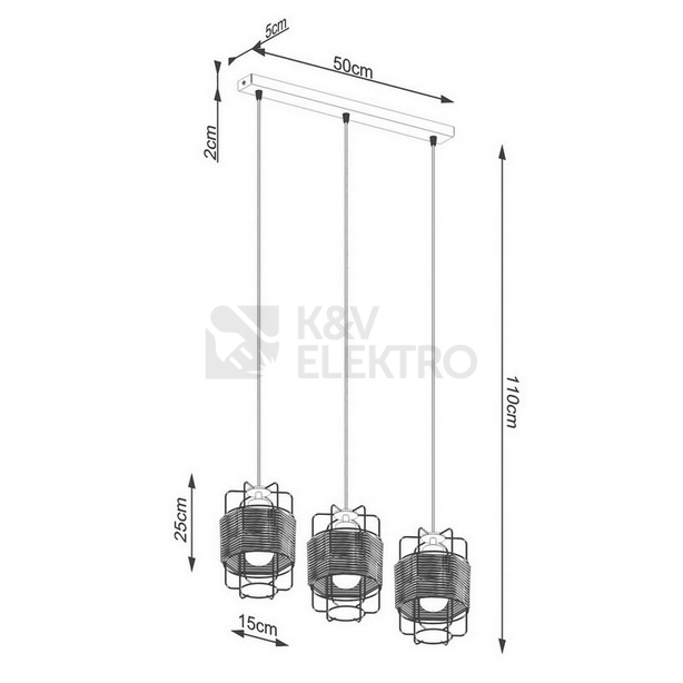 Obrázek produktu Závěsné svítidlo SOLLUX GIZUR 3L E27 3x15W bez žárovky SL.1301 4